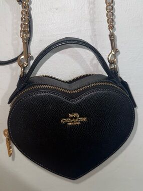 Coach Black Heart Crossbody with Gold Hardware